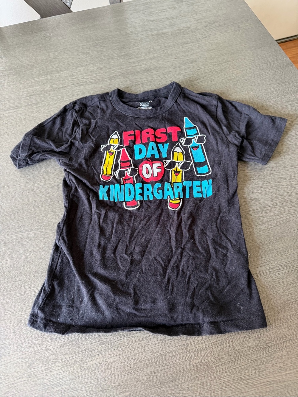 Kids 'First Day of Kindergarten' Black Graphic T-Shirt